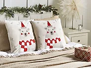 Set of 2 Decorative Cushions JELLIES 45 x 45 cm Velvet Off-White_1183598