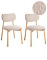 Set of 2 Dining Chairs MILLS Boucle Light Brown/ Light Beige
