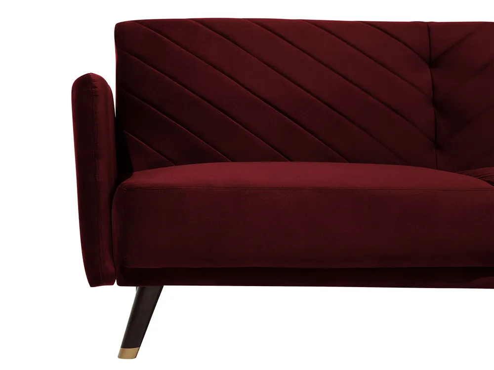 Bäddsoffa 3-sits SENJA Sammet Mörkröd_707357