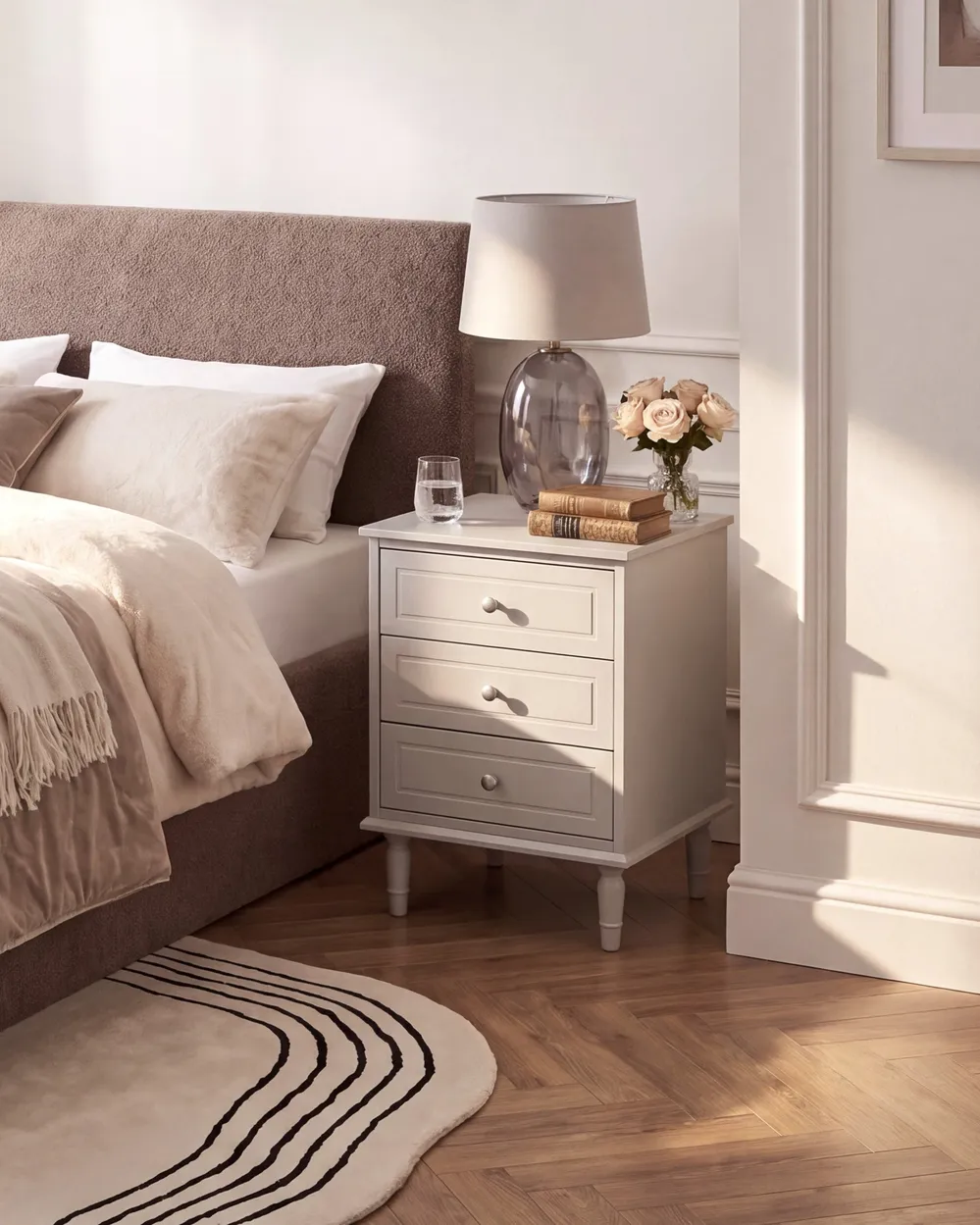 Sängbord med 3 lådor OBERON Beige_1135056