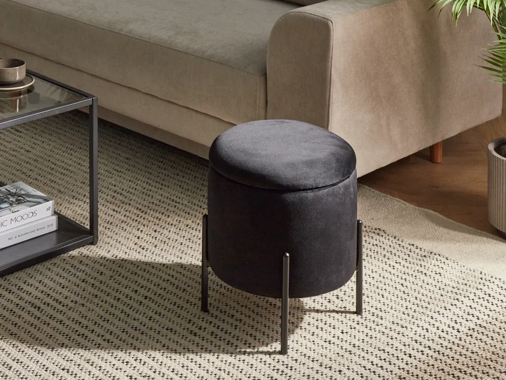 Storage Pouffe WENONA Velvet Black