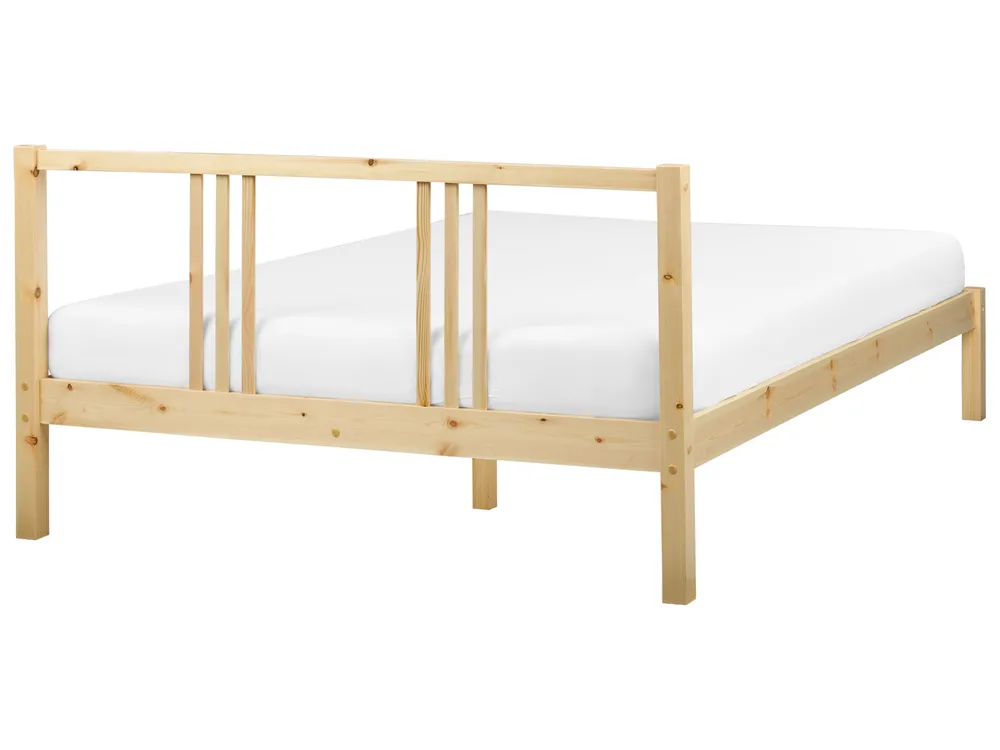 Bed Pine Wood VANNES 140 x 200 cm (EU Double) Light Brown_918196