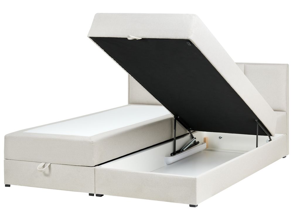 Divan Bed with Storage BARONET Fabric Off-White 180 x 200 cm (EU Super King)