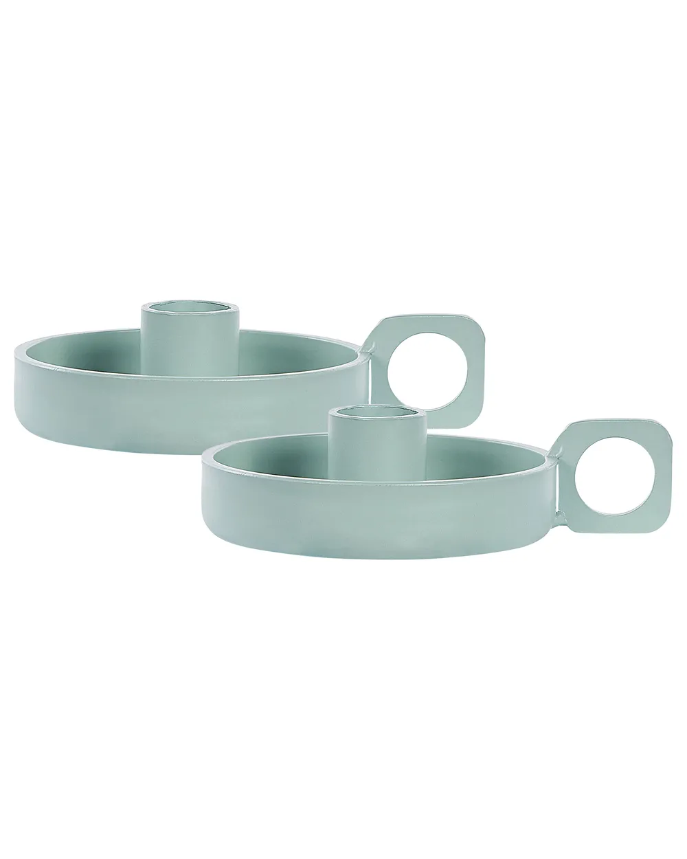 Set of 2 Candle Holders CHORIO 4 cm Metal Mint Green