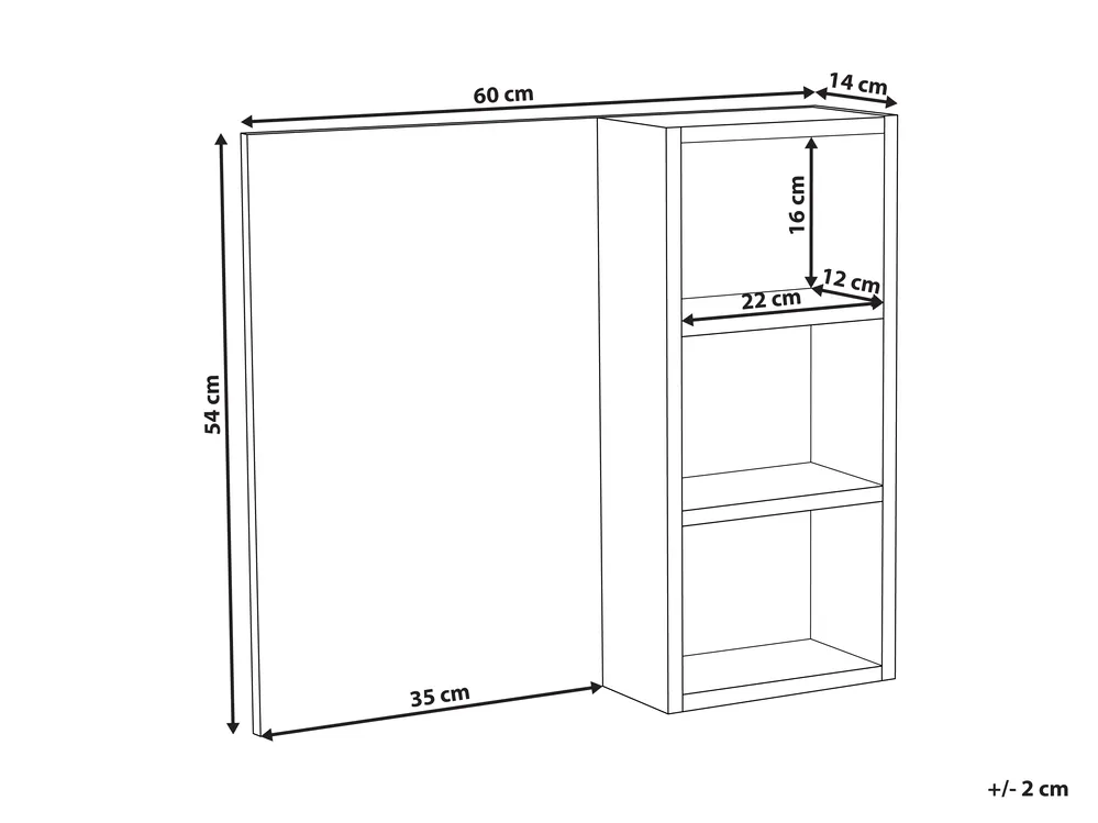 Bathroom Wall Mounted Mirror Cabinet JOINVILLE 60 cm 54 cm White Marble_978176