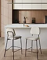 Set med 2 barstolar DUETTE Sammet Ljusbeige