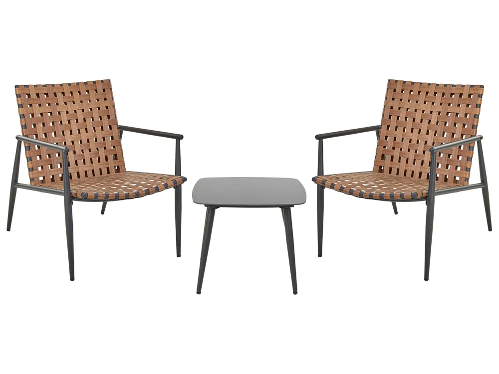 Bistro Set ZIRIA PE Rattan Brown