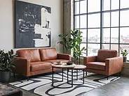 Soffa 3-sits SAVALEN Konstläder Guldbrun_1154790