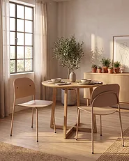 Set med 2 matstolar WINDUST Metall Beige_1151242