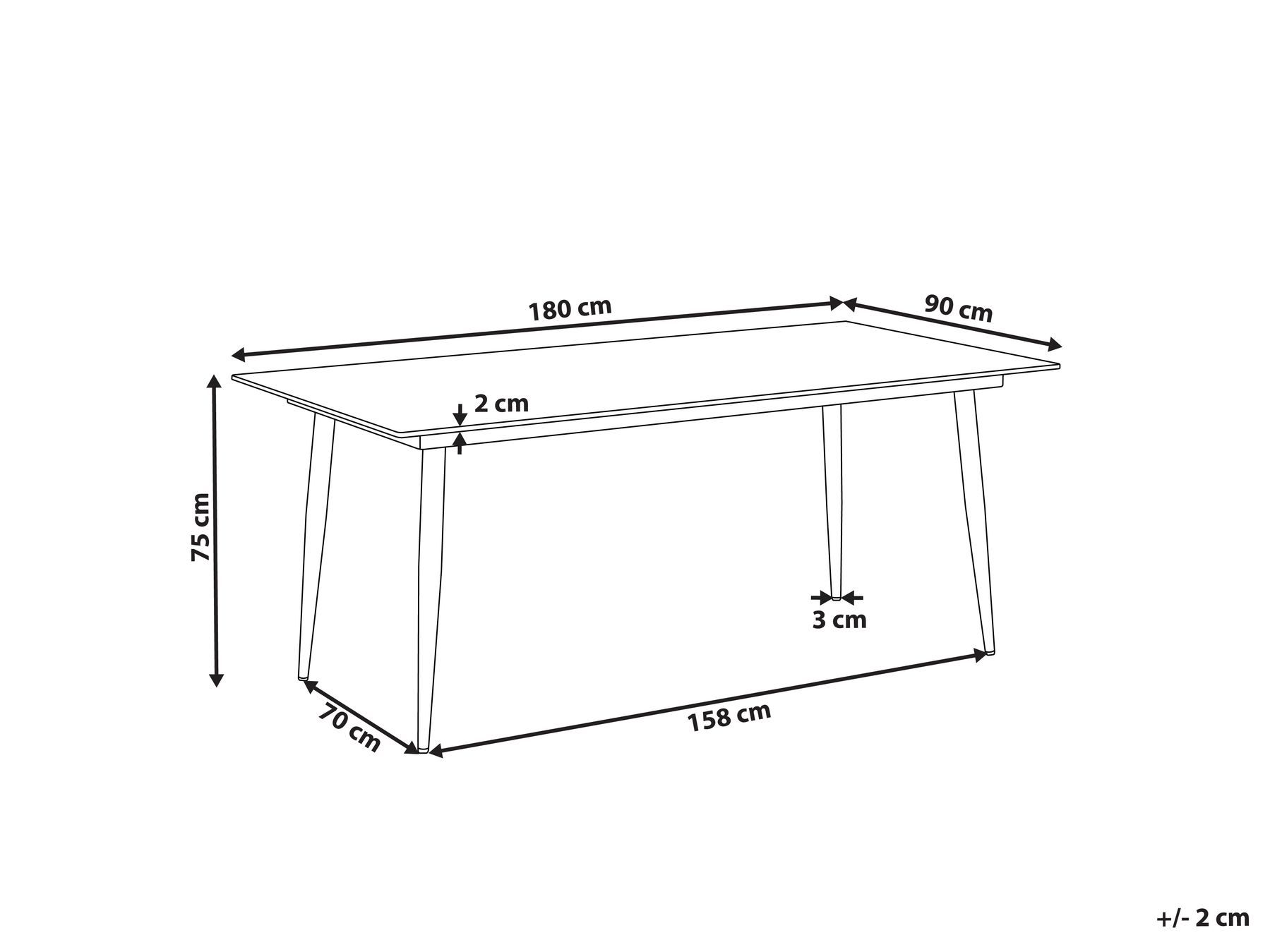 Garden Dining Table TOLENTINO 180 cm 90 cm Marble Effect Grey Marble_1029887