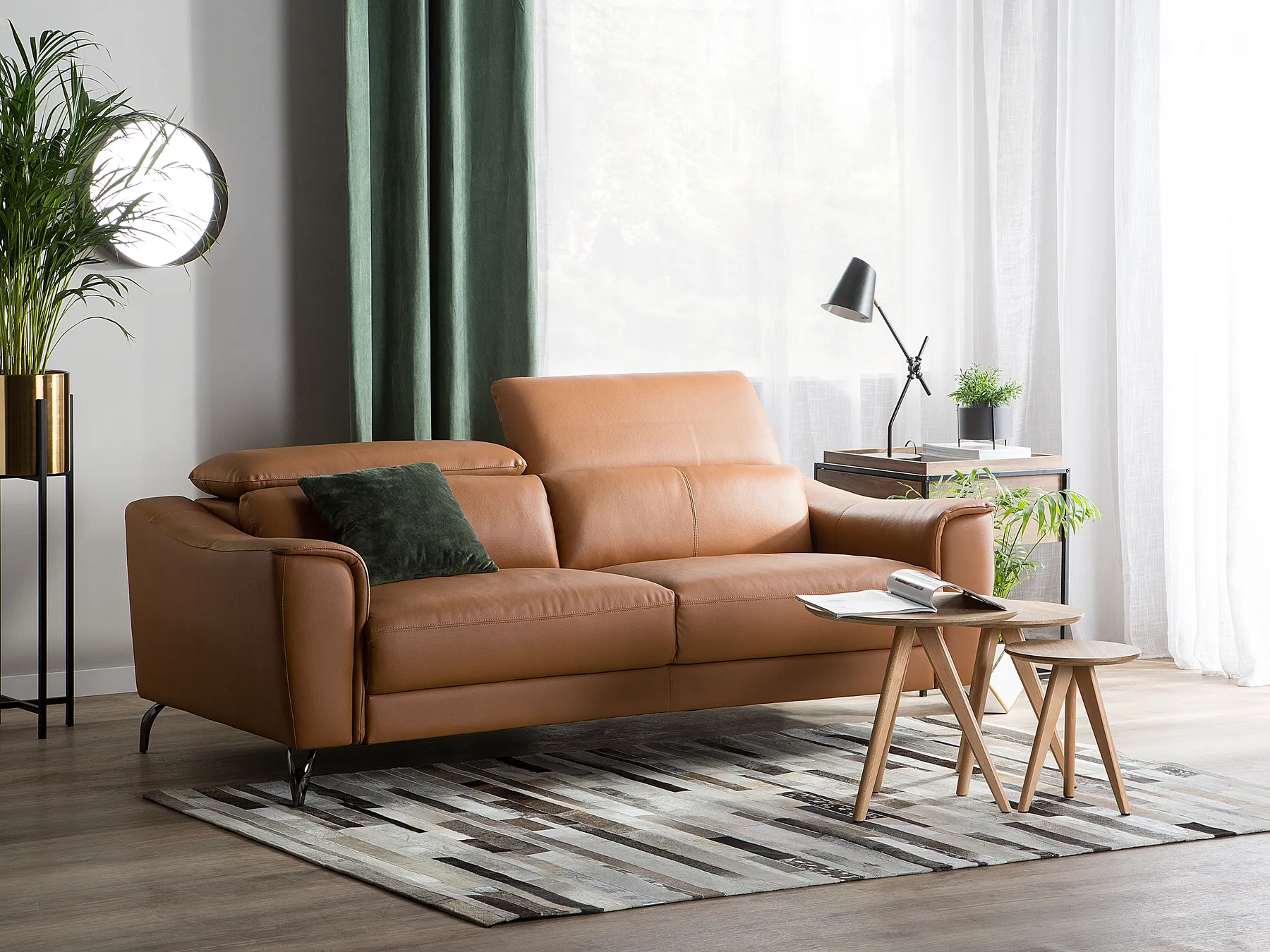 Sofa 3 Seater NARWIK Leather Golden Brown_720587