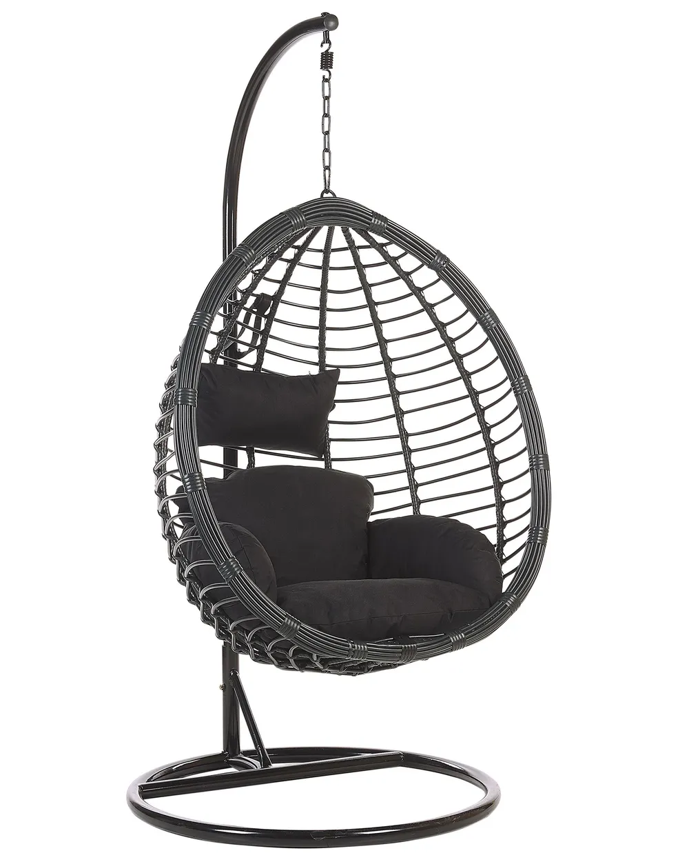 Hanging Chair with Stand TOLLO PE Rattan Black