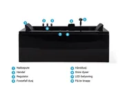 Hjørneboblebad med LED VARADERO 183 x 90 cm Svart Høyrevendt_787094