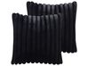 Set of 2 Decorative Cushions RAKYA 45 x 45 cm Faux Fur Black Striped