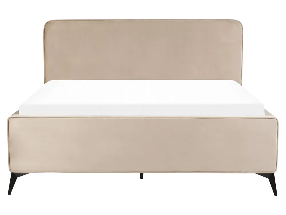 Säng med lamellram Sammet VALOGNES 160 x 200 cm Taupe_876688