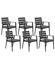 Set med 6 stolar med dynor TAVIANO Metall Svart_841727