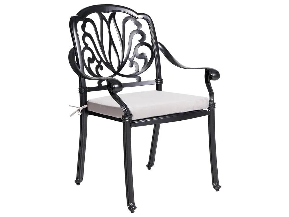 Garden Dining Set 4 Seater ANCONA with Cushions Metal Black_806888