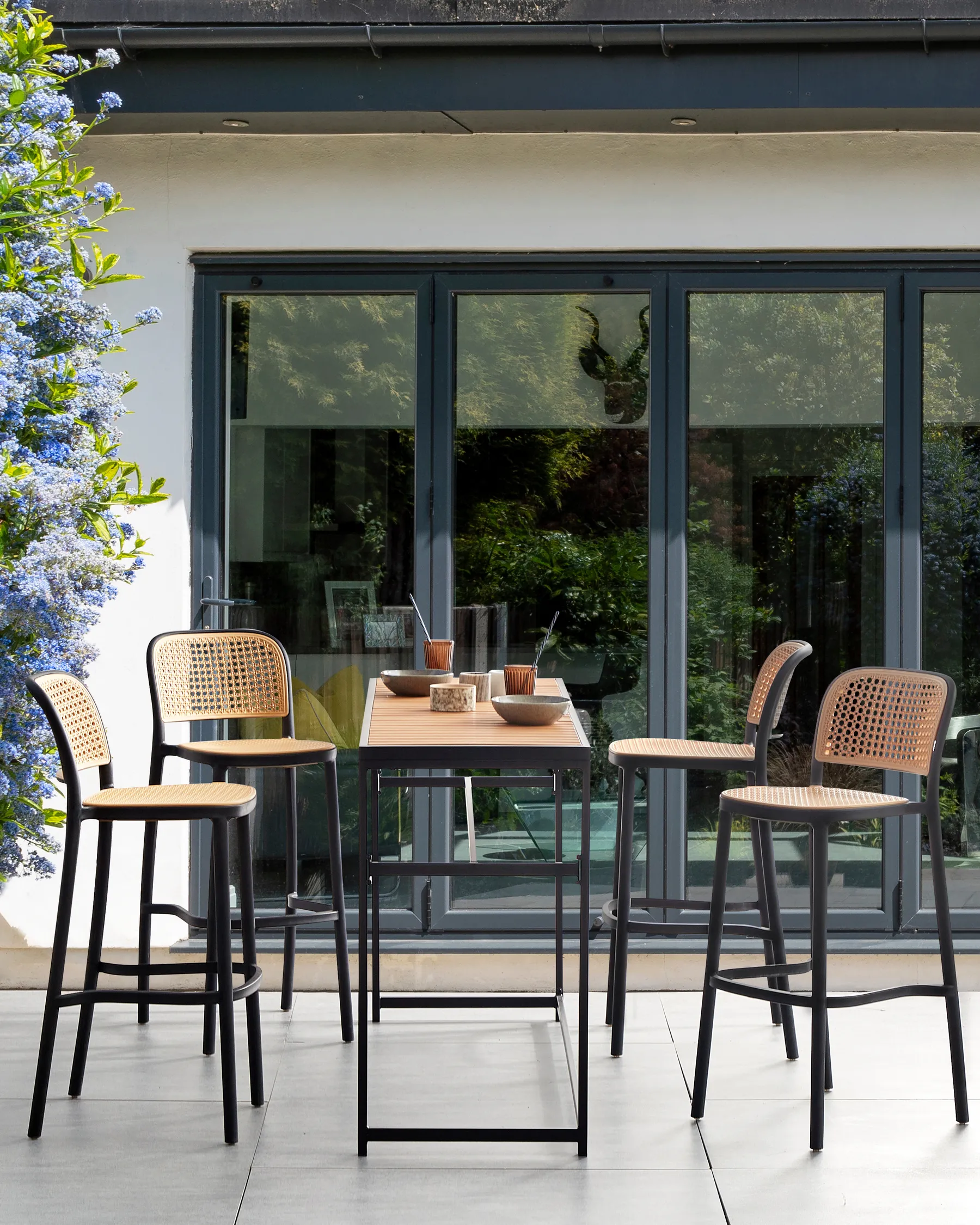Set of 4 Bar Chairs PLOSE Synthetic Material Beige_935413