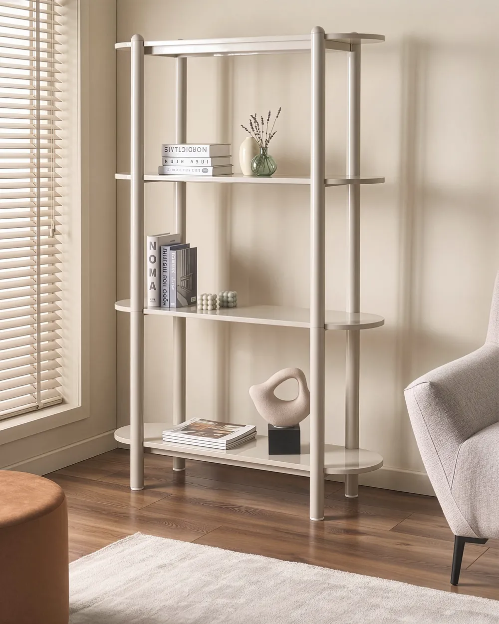 3 Tier Bookcase GRANITY 170 cm Beige