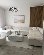 Modular Corner Sofa 5 Seater ARDAL Corduroy Off-White Left Hand_1039536