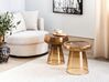 Set of 2 Side Tables LAGUNA/CALDERA Glass Golden Brown