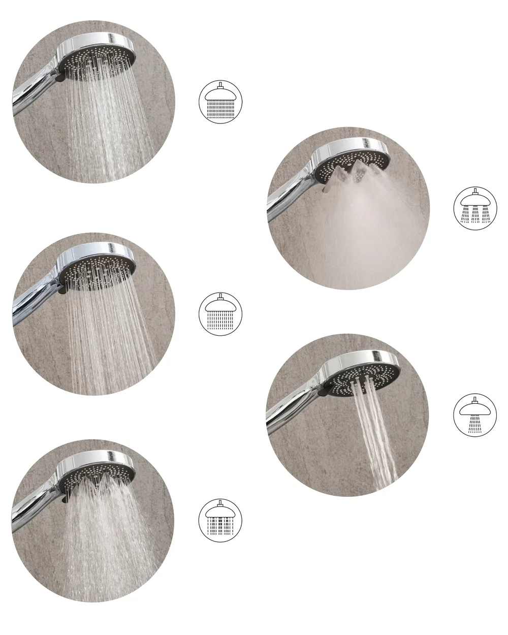 Shower Head and Hose Kit ICHMA 5-function Silver_1007045