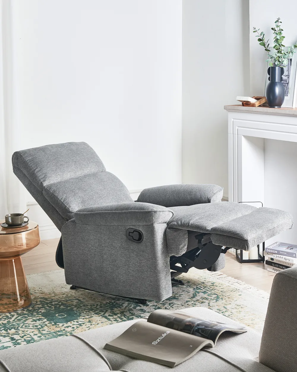 Reclinerfåtölj EVERTON Inklusive fotstöd Grå_884489