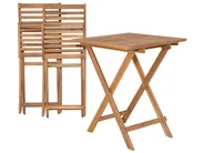 Bistro Set with Cushions Folding FIJI Acacia Wood Mint Green_764367