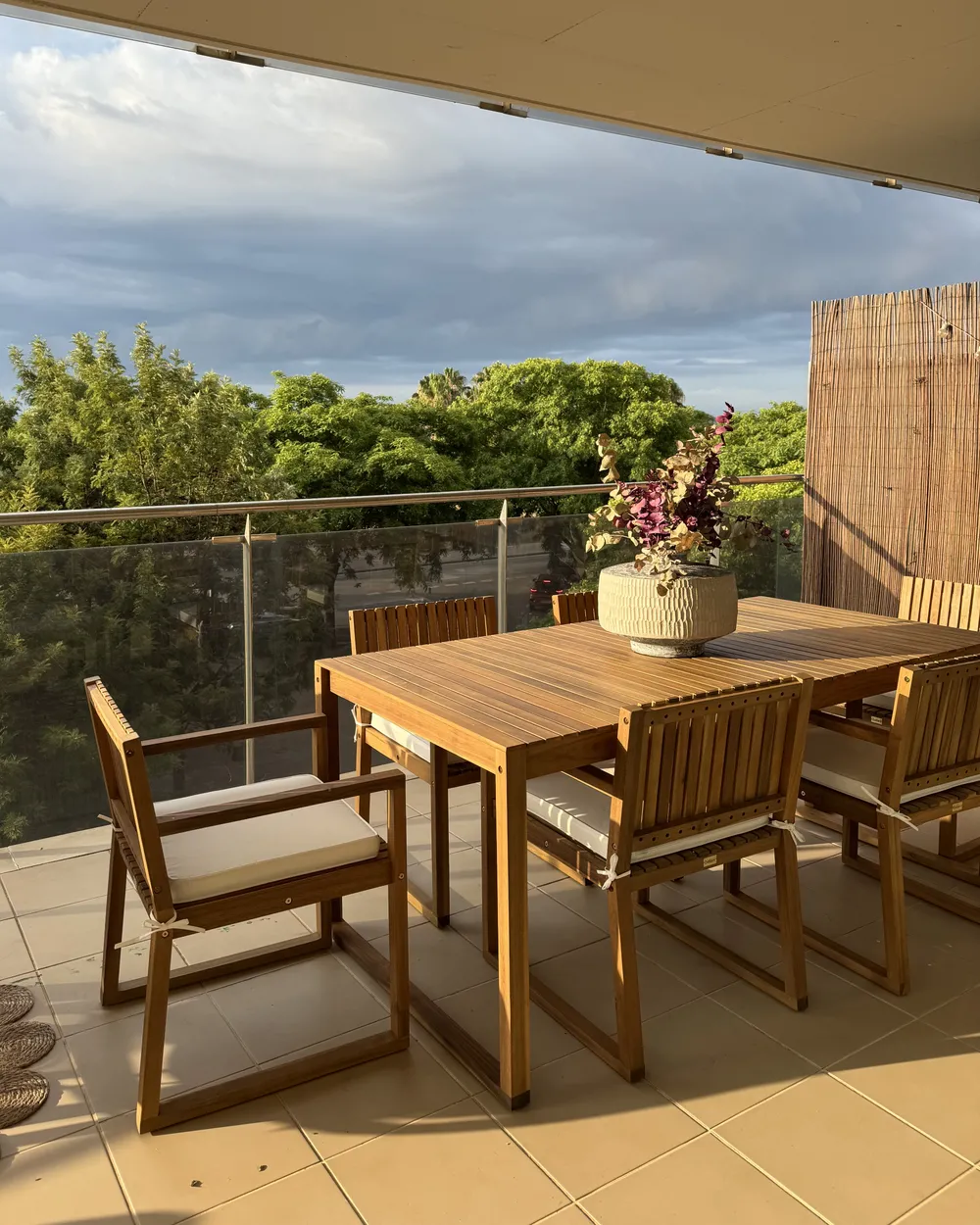 Garden Dining Set with Trolley 6 Seater SASSARI II Certified Acacia Wood Light Brown_1001531