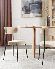 Set of 2 Dining Chairs ALLISON Boucle Light Beige_929044