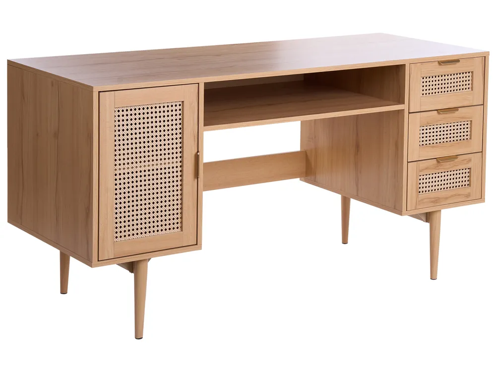 Home Office Desk RAFFRA 140 cm 60 cm Light Brown