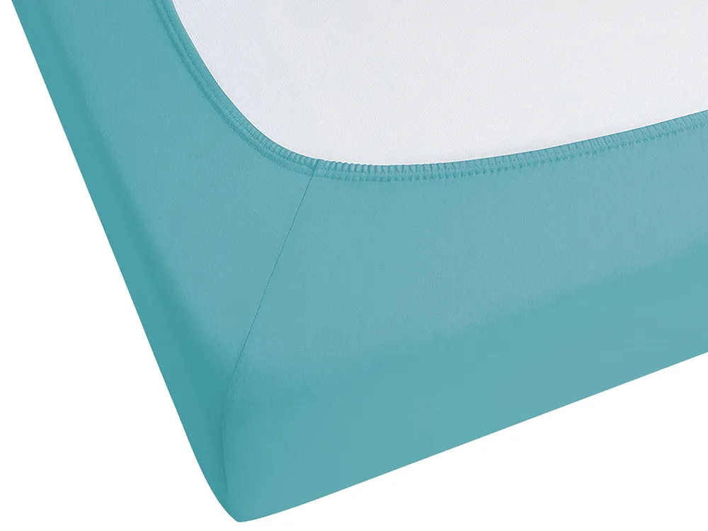 Fitted Sheet HOFUF 160 x 200 cm Cotton Turquoise_815963