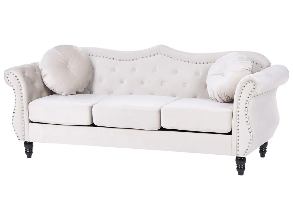 Sofa 3 Seater SKIEN Velvet Light Beige_743196