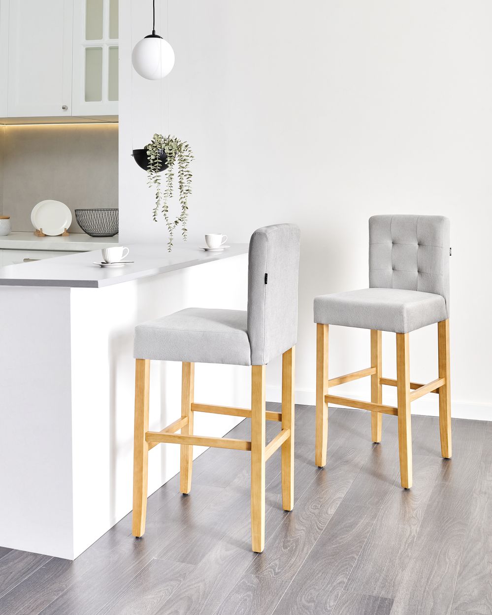 Set med 2 barstolar MADISON Grå