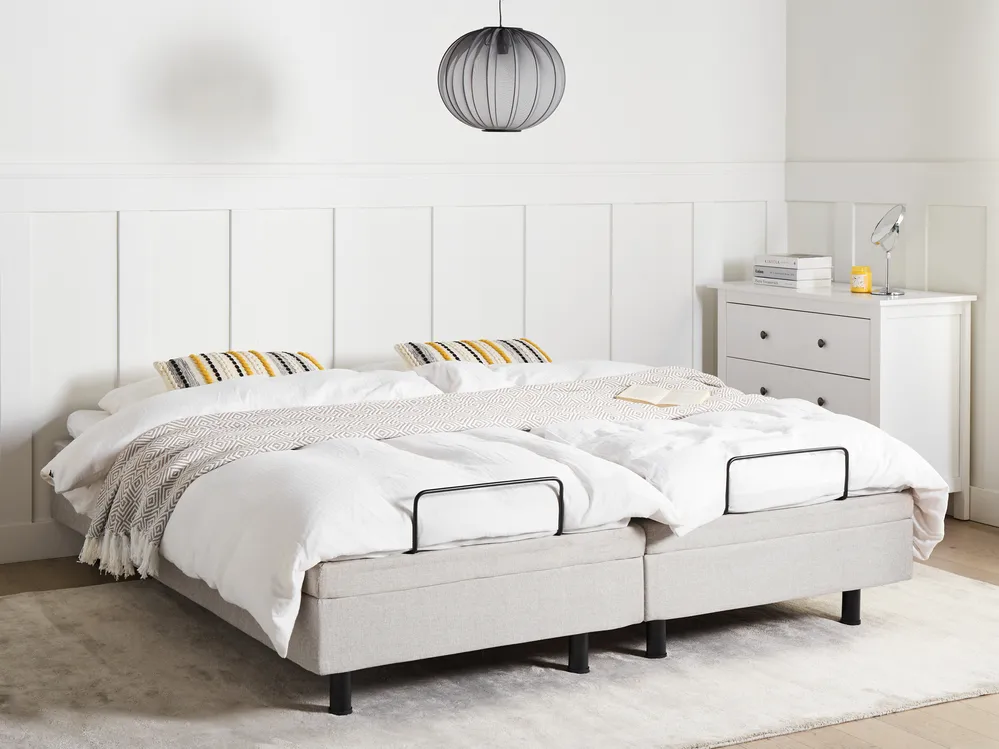 Fabric Adjustable Bed without Headboard Beige DUKE Various Sizes