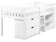 Mid Sleeper Bed Wood SUSVILLE 90 x 200 cm (EU Single) White_935452