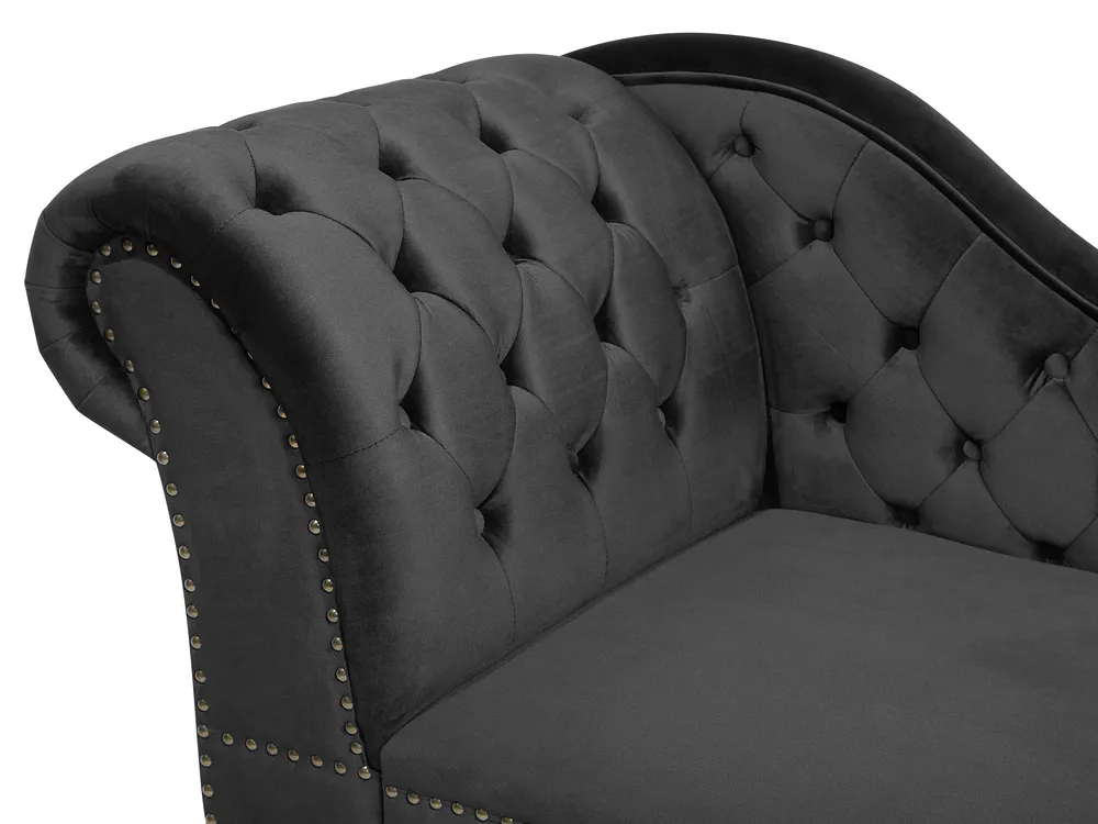 Left-Hand Chaise Longue NIMES Velvet Black_696695