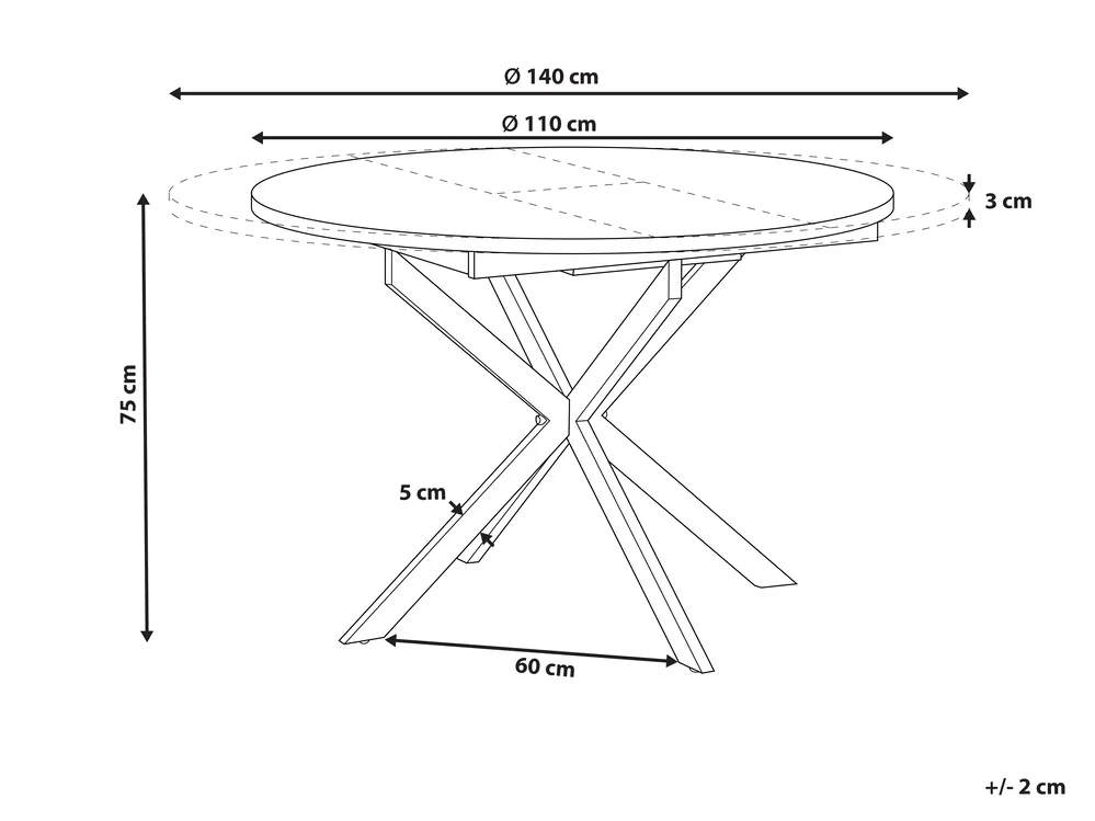 Extending Dining Table FRIONA Dark Brown 110/140 cm 110 cm_961994