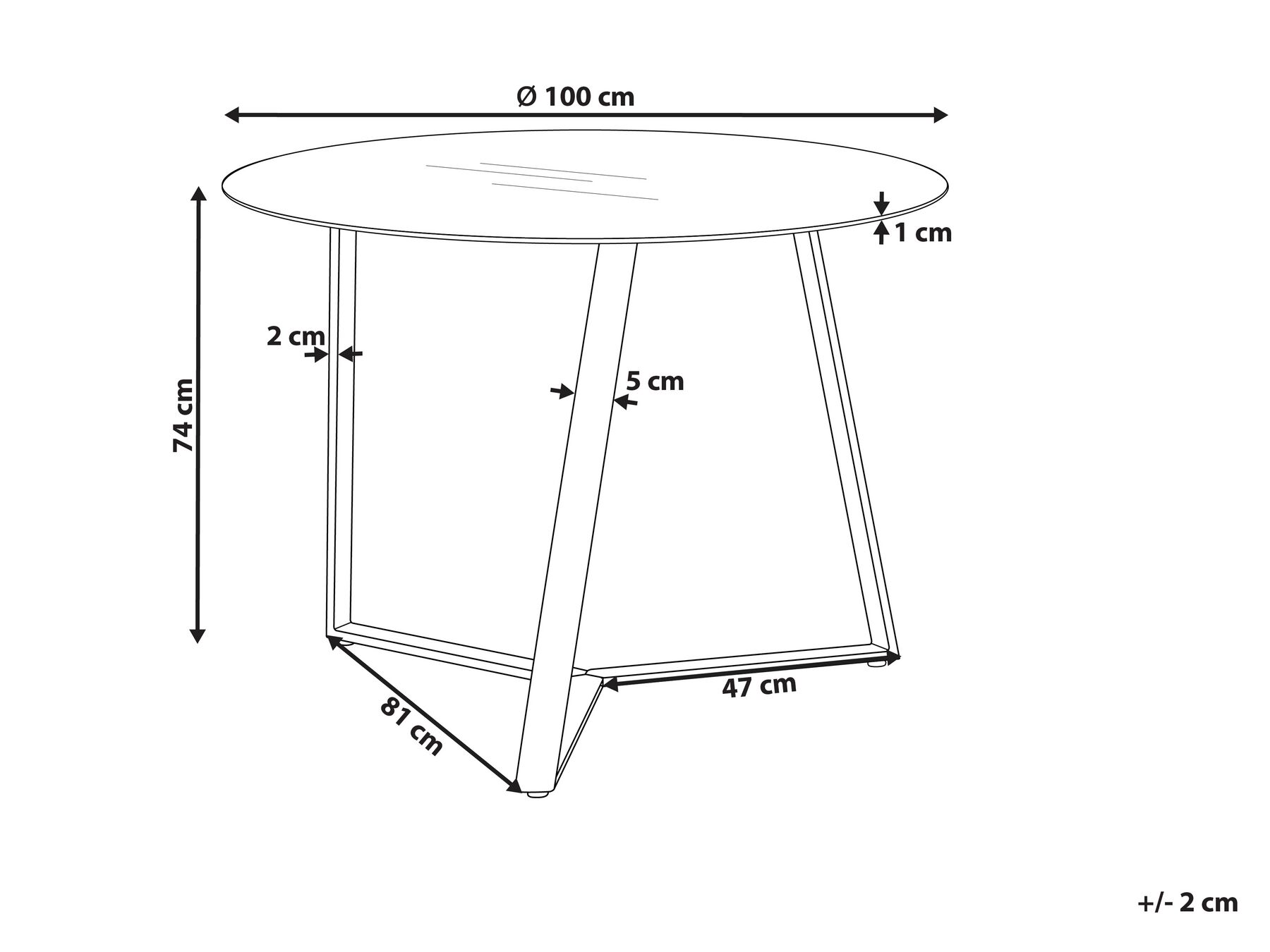 Ruokapöytä KEBRI Musta 100 cm 100 cm Karkaistu lasi_821718