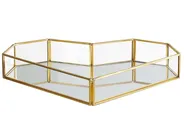 Decorative Tray Heart PONTIVY Glass Gold_788864