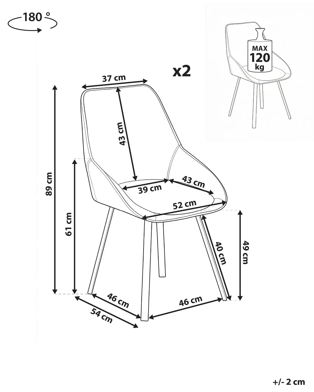 Set of 2 Dining Chairs TERLTON Velvet Beige_1041285