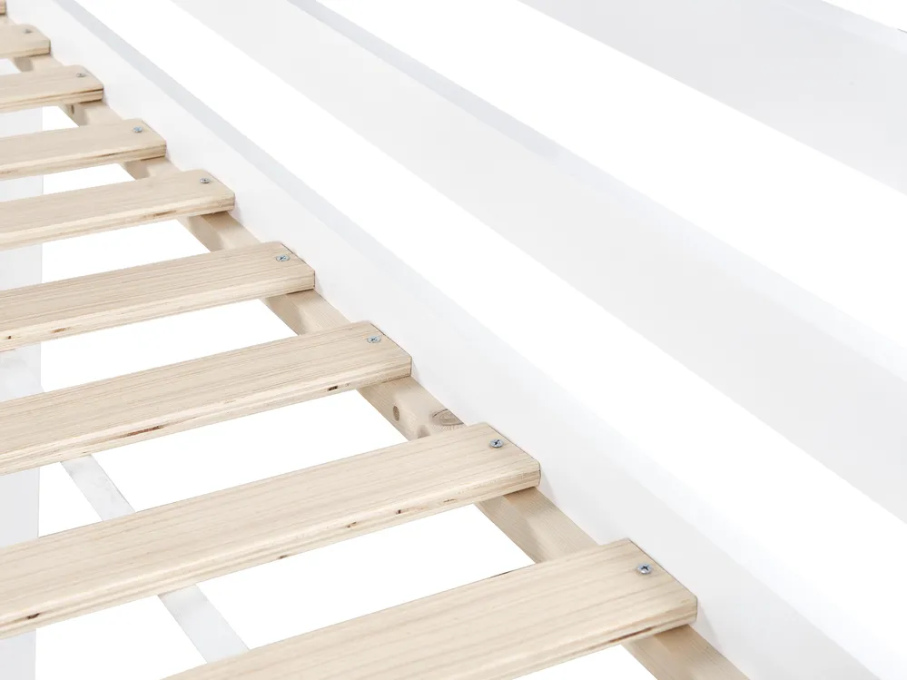 Bunk Bed with Drawers House Pine Wood GIRGOLS 90 x 200 cm (EU Single) with Storage White_1082535
