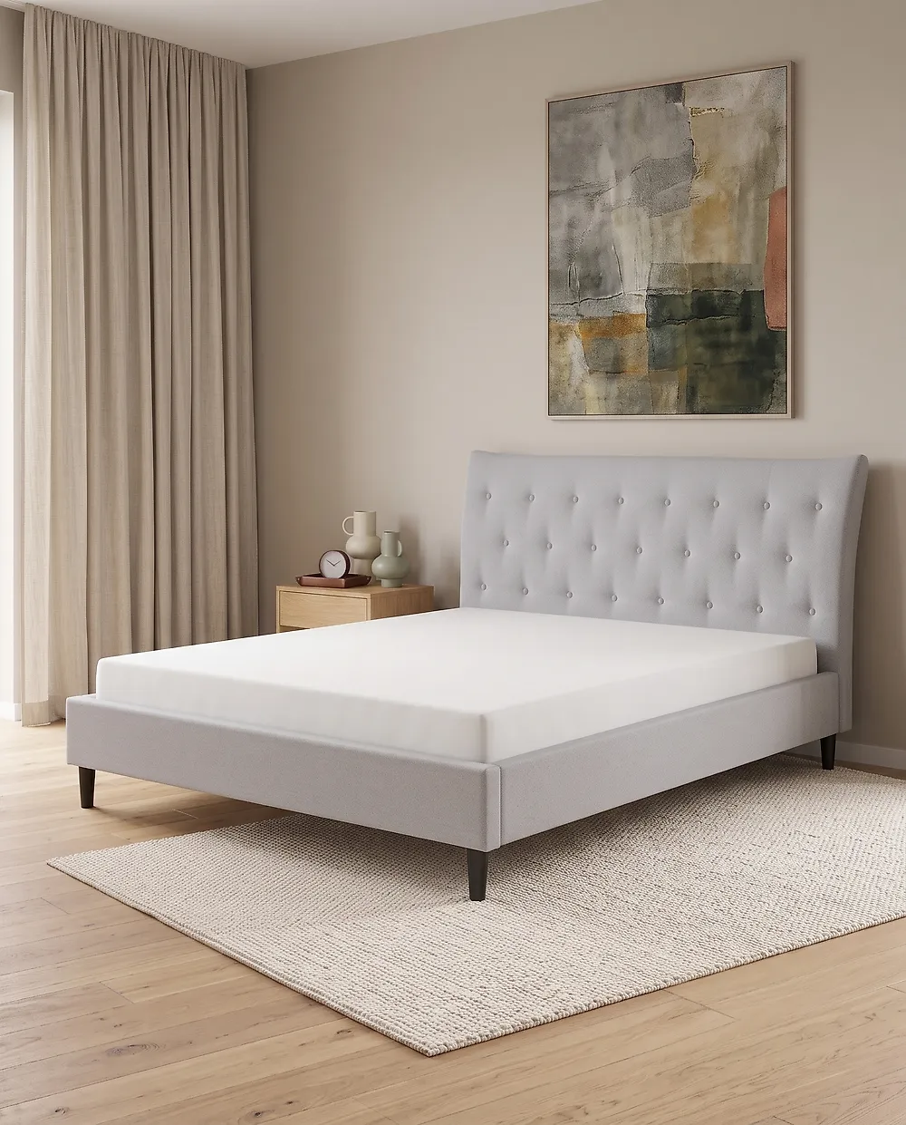 Bed Fabric SAVERNE 160 x 200 cm (EU King Size) Light Grey_1182307