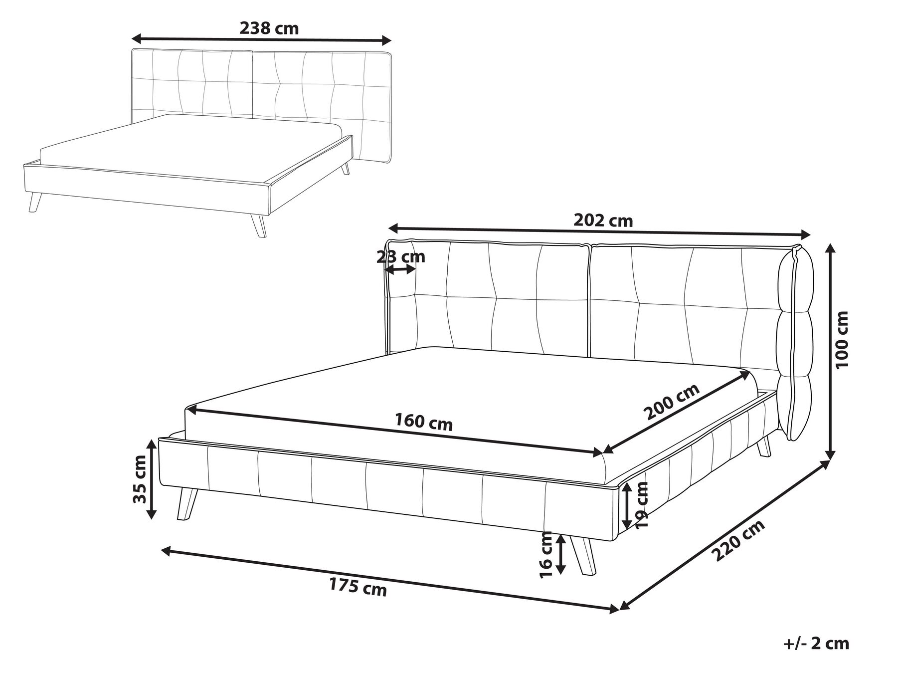 Sänky sametti SENLIS 160 x 200 cm Beige_918999