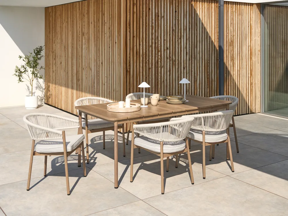 Garden Dining Set 6 Seater FLAVIA with Cushions Metal Brown