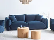 Soffa 3-sits LUVOS Sammet Mörkblå_970578