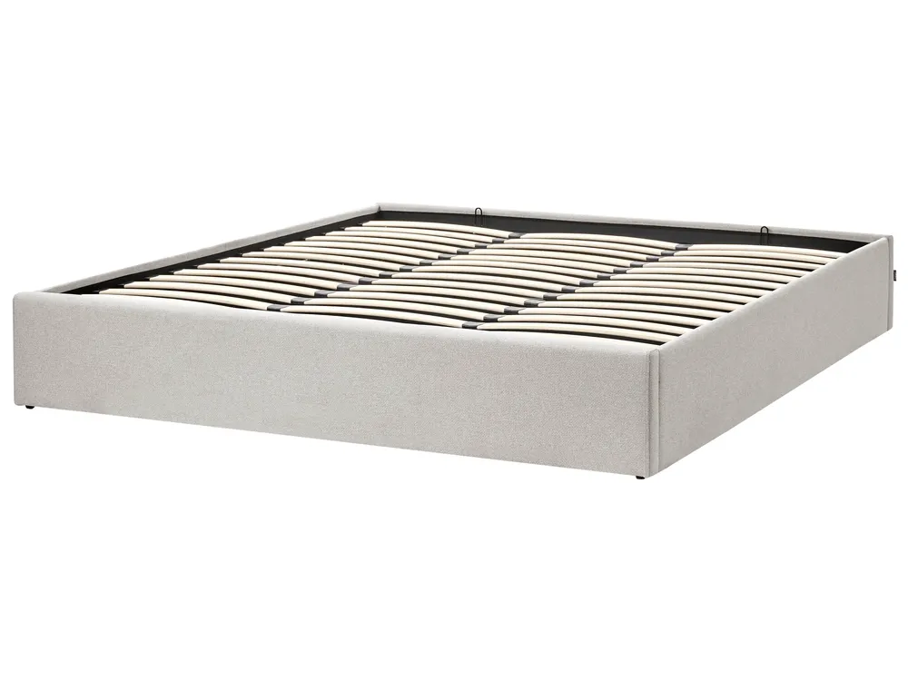 Ottoman Bed without Headboard DINAN Fabric Light Grey 180 x 200 cm (EU Super King)_1028273