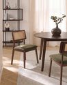 Set of 2 Dining Chairs EMBAR Wood Brown/ Green