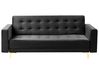 Sofa Bed 3 Seater ABERDEEN Velvet Black