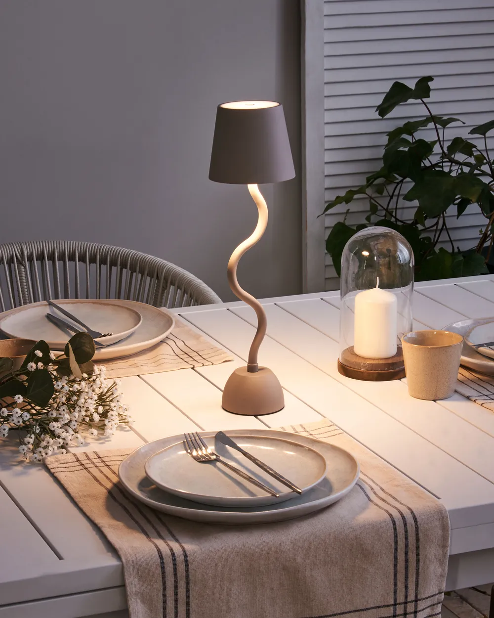 Wireless LED Table Lamp VOUGA with Dimmer Metal Beige